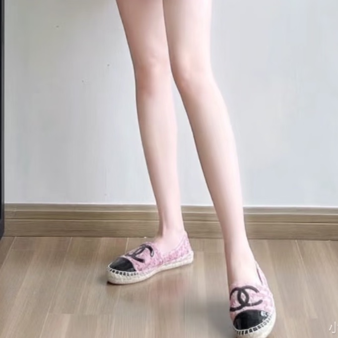 CHANEL/香奈兒 粉色編織麂皮拼接漁夫鞋 39碼 🈚配件-4