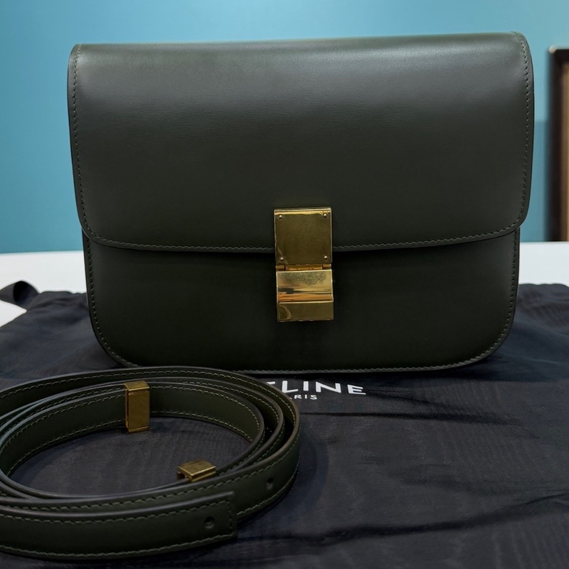 Celine 賽琳 墨綠色橄欖綠 深綠 綠色 Box中號 尺寸：24*18*7 新標-0
