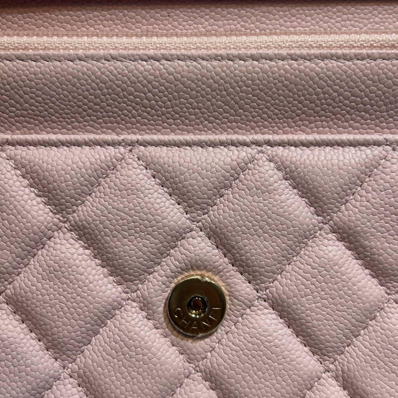CHANEL AP2614 荔枝紋牛皮銀扣雙C鏈帶WOC-5