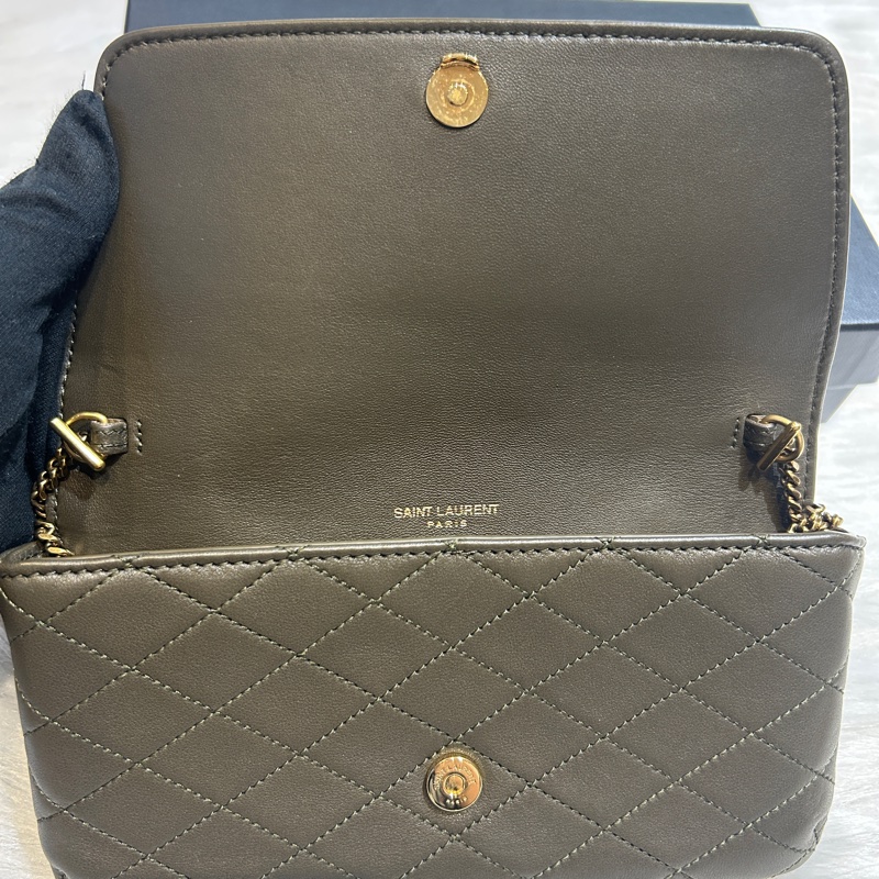 Saint Laurent Gaby 菱格紋小羊皮鏈條手機包-4