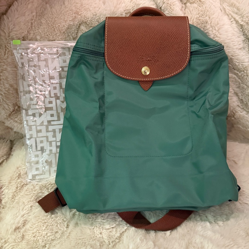 Longchamp 全新綠色後背包 size M 法國專櫃購入-1