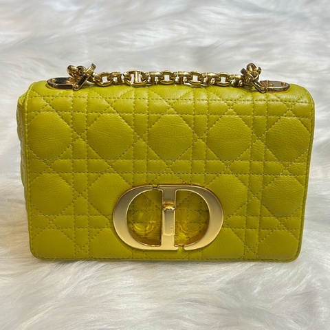 DIOR CARO 經典復古CD扣藤格紋絎縫小牛皮中型肩背包