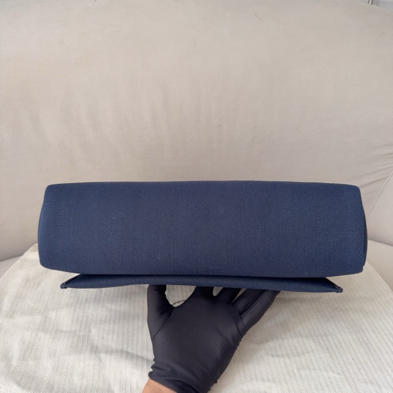 Hermes/愛馬仕herbag messenger39新款橫版海軍藍帆布銀扣b刻 手提斜挎包 配件塵袋-2