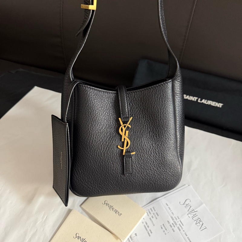 YSL 99新 聖羅蘭黑色金扣mini hobo迷你單肩腋下包手提包 有24年11購證-0