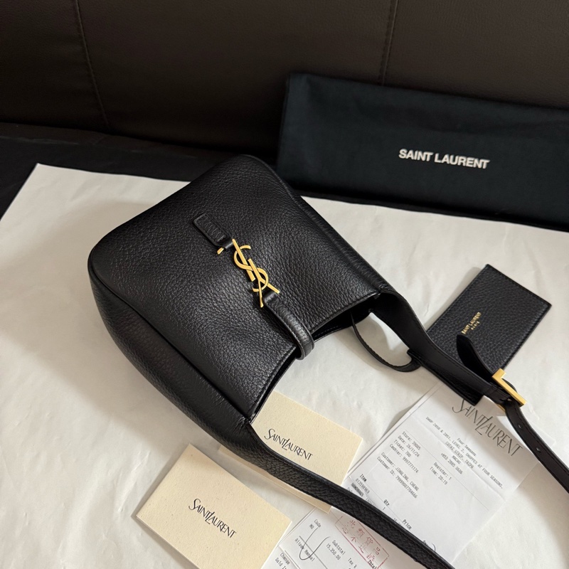 YSL 99新 聖羅蘭黑色金扣mini hobo迷你單肩腋下包手提包 有24年11購證-2
