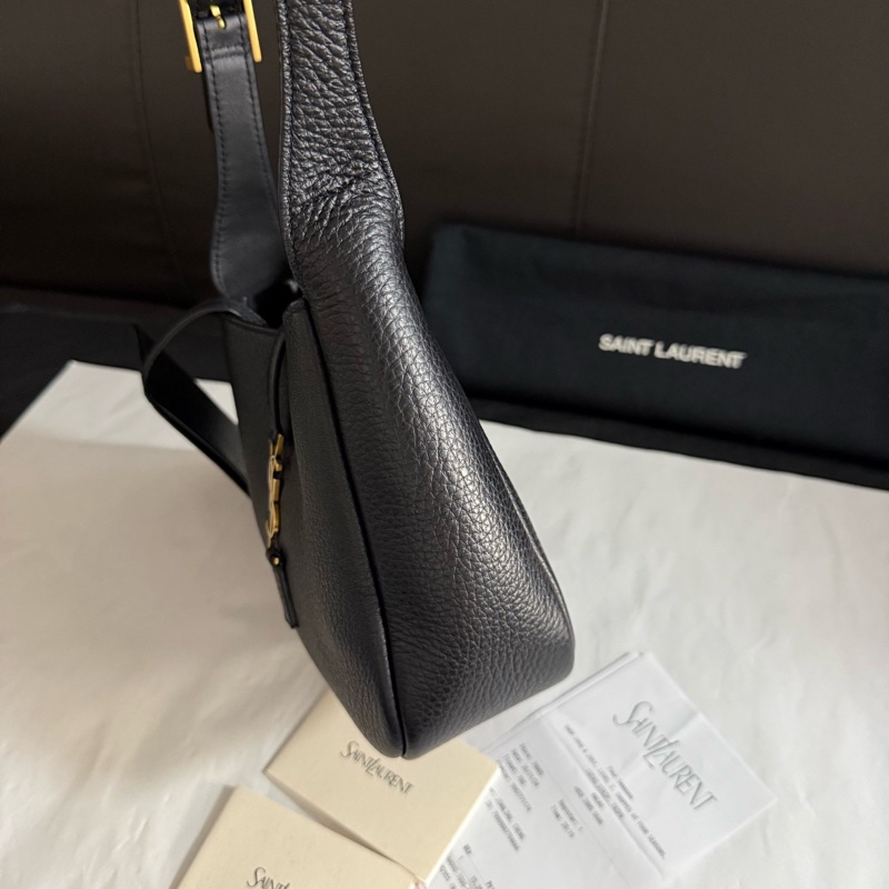 YSL 99新 聖羅蘭黑色金扣mini hobo迷你單肩腋下包手提包 有24年11購證-3