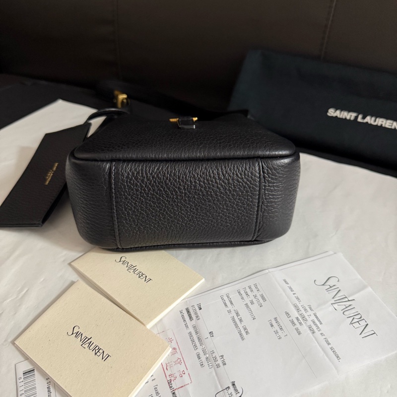 YSL 99新 聖羅蘭黑色金扣mini hobo迷你單肩腋下包手提包 有24年11購證-6