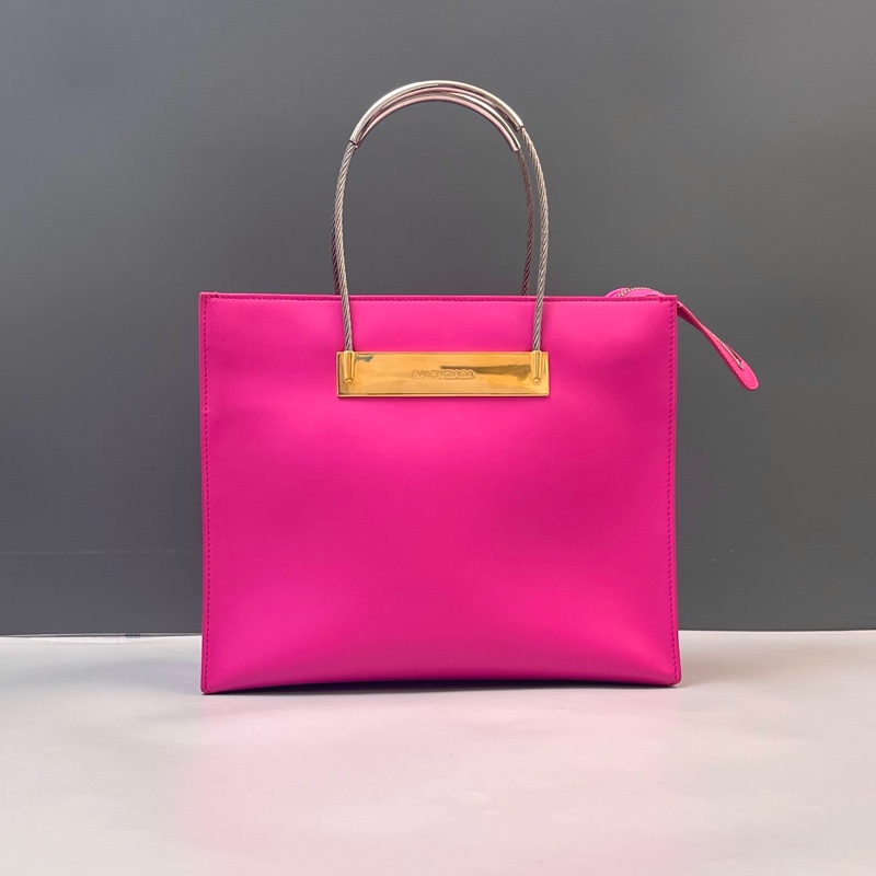 98新Balenciaga巴黎世家玫紅色金屬環包 尺寸28*8*23-0