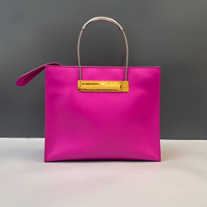 98新Balenciaga巴黎世家玫紅色金屬環包 尺寸28*8*23-1