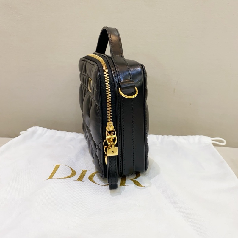 99新 Dior迪奧 Caro 黑色 手提盒子包相機包 尺寸18x13cm 22年編碼-3
