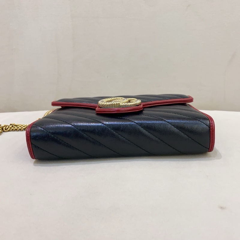 Gucci古馳 Marmont 黑紅 miniwoc鏈條包 無配件 單品-4