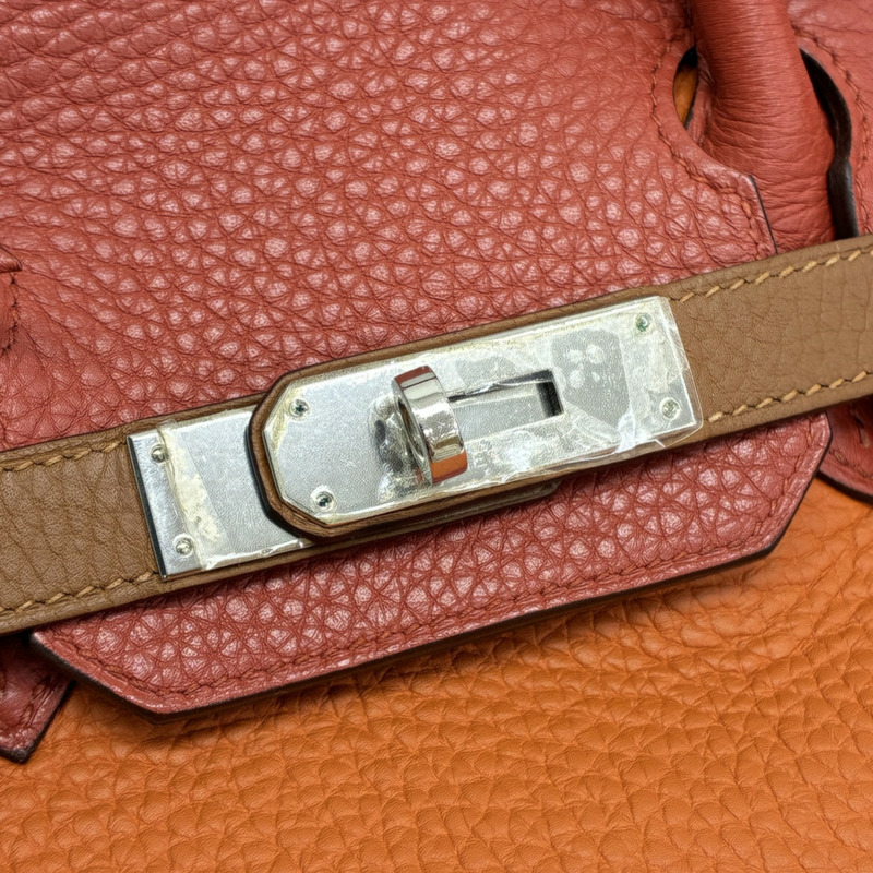 橘/紅/藍/棕色 Clemence牛皮 Birkin 30 柏金包 手提包 □P刻 銀扣【HERMES 愛馬仕】-6