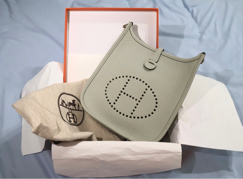 Hermès mini Evelyne 銀灰B刻-0