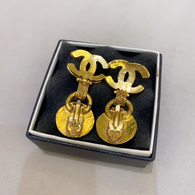 Chanel香奈兒 中古款 葡萄藤耳夾 琉璃珍珠 重工鍍金-2