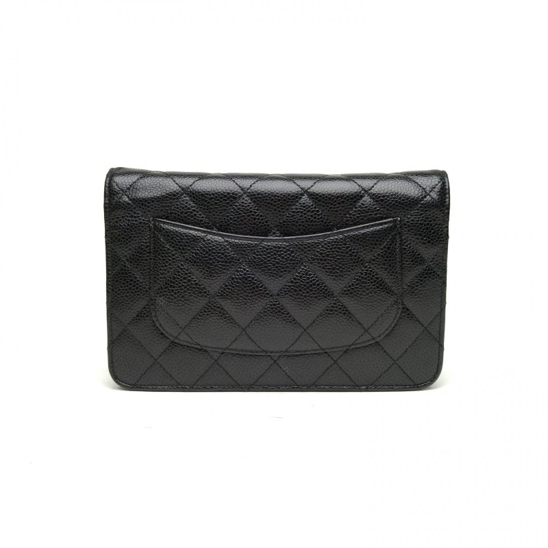CHANEL CFWOC19黑色荔枝牛皮25開金扣肩背包-2