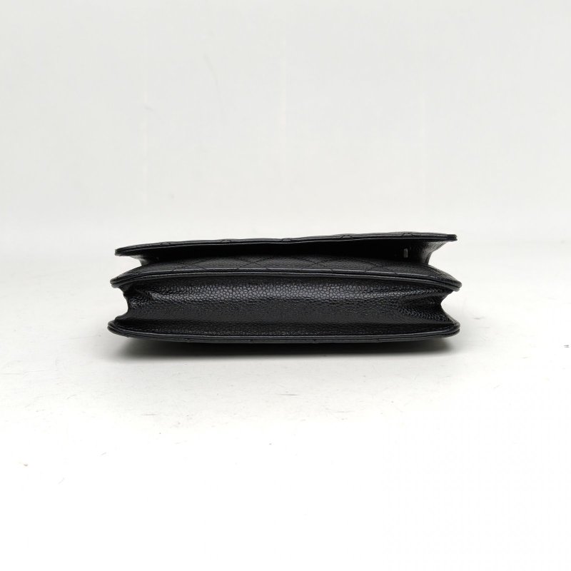 CHANEL CFWOC19黑色荔枝牛皮25開金扣肩背包-4