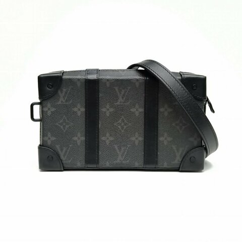 LOUIS VUITTON SoftTrunkWallet盒子包黑色晶片老花牛皮肩背包