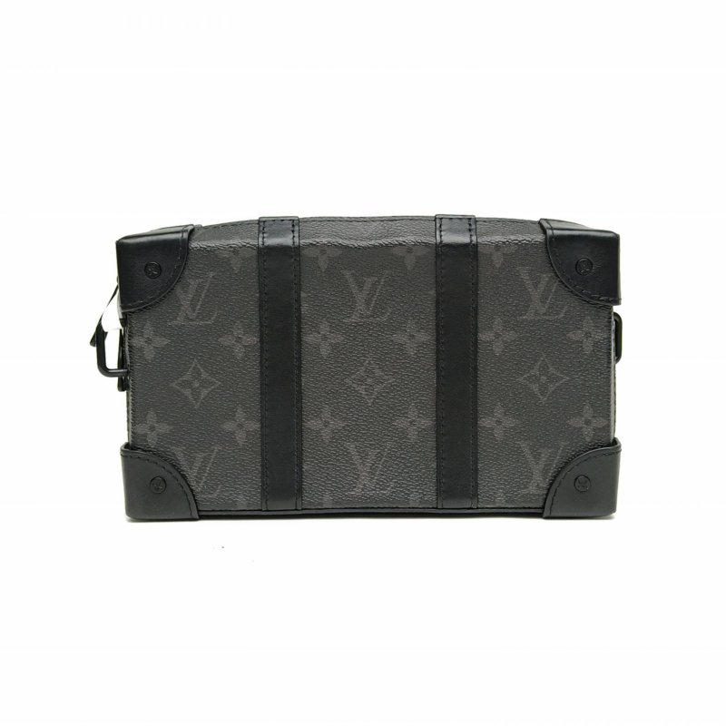 LOUIS VUITTON SoftTrunkWallet盒子包黑色晶片老花牛皮肩背包-2