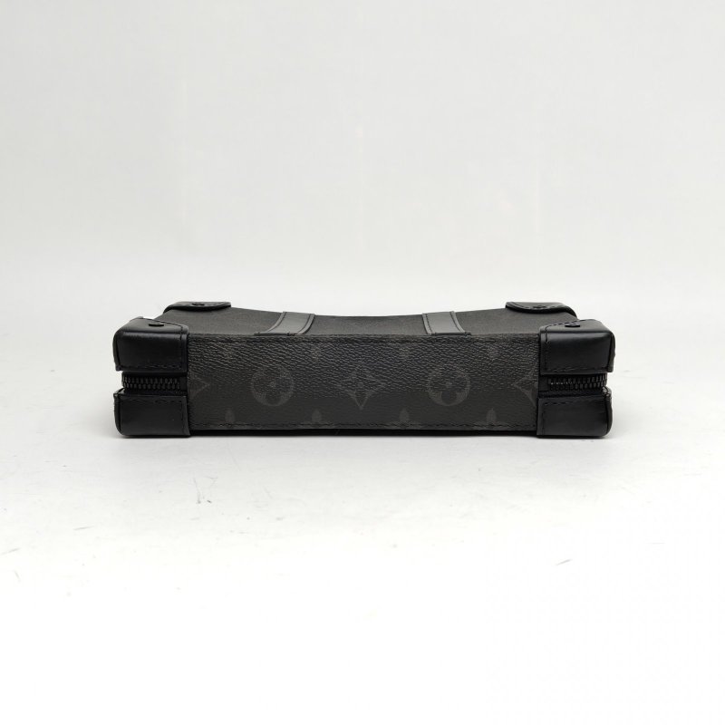 LOUIS VUITTON SoftTrunkWallet盒子包黑色晶片老花牛皮肩背包-4