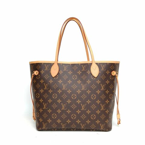 LOUIS VUITTON Neverfull中號31玫紅內裏老花金扣晶片肩背包