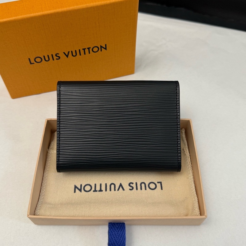閒置未使用 Louis Vuitton路易威登黑色水波紋卡包錢包零錢包 芯片款盒子塵袋-4