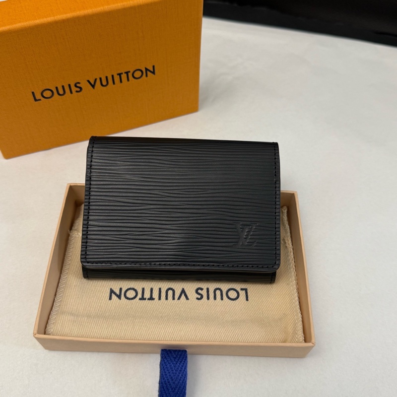 閒置未使用 Louis Vuitton路易威登黑色水波紋卡包錢包零錢包 芯片款盒子塵袋-6