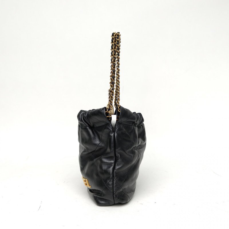 CHANEL 22BagTote托特包Mini黑色牛皮晶片金扣肩背包-1