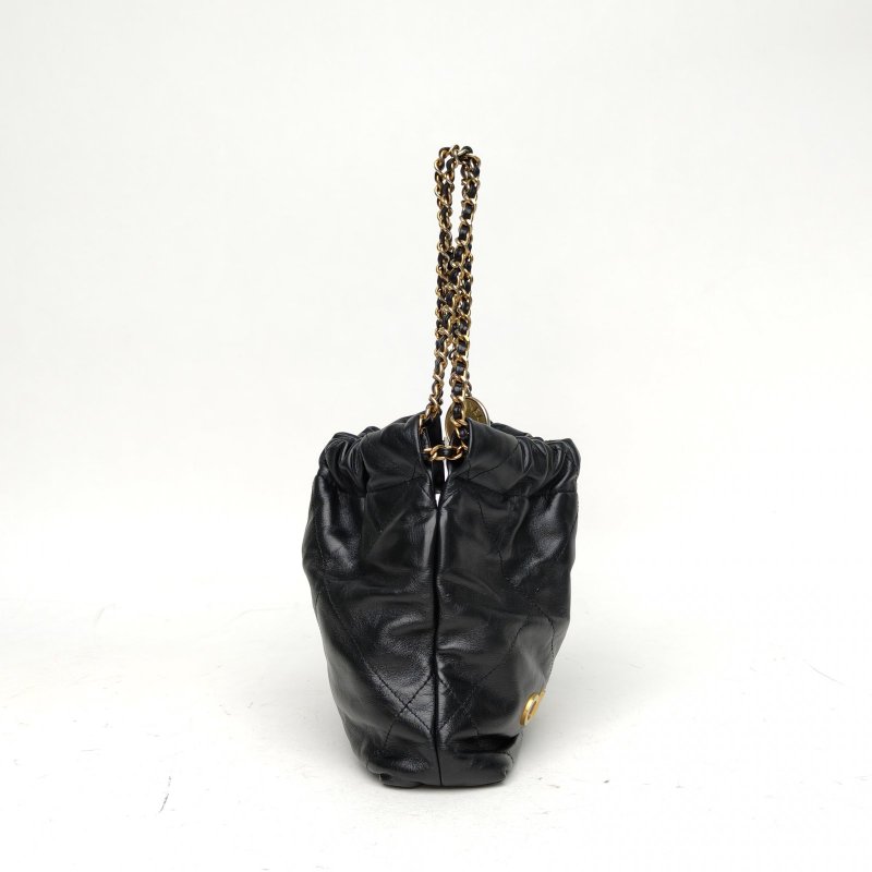 CHANEL 22BagTote托特包Mini黑色牛皮晶片金扣肩背包-3