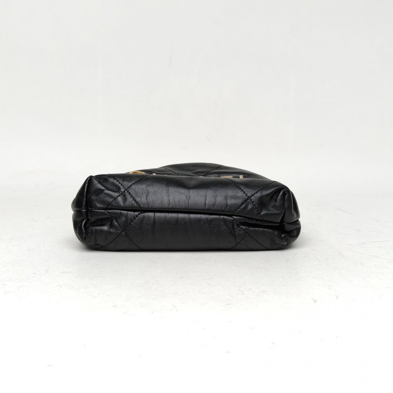 CHANEL 22BagTote托特包Mini黑色牛皮晶片金扣肩背包-4