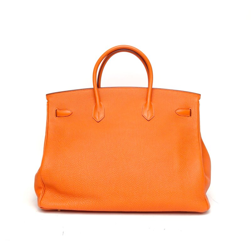 HERMES Birkin40愛馬仕橙Togo皮框N金扣肩背包-2