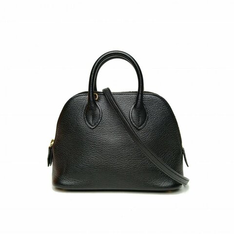 HERMES Bolide保齡球Mini19黑色山羊皮A刻金扣肩背包
