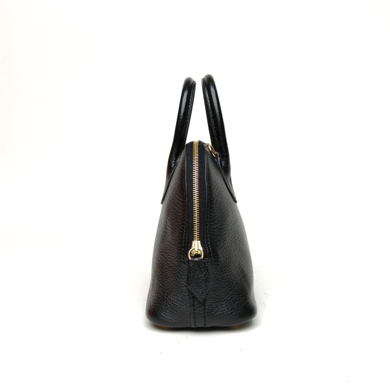 HERMES Bolide保齡球Mini19黑色山羊皮A刻金扣肩背包-3