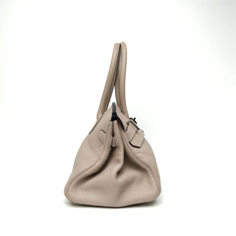 HERMES ShoulderBirkin斑鳩灰Togo皮框K銀扣肩背包-3