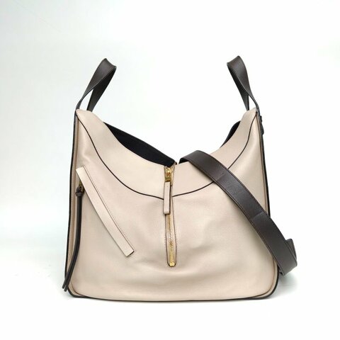 LOEWE Hammock吊床包大號拼色牛皮金扣肩背包