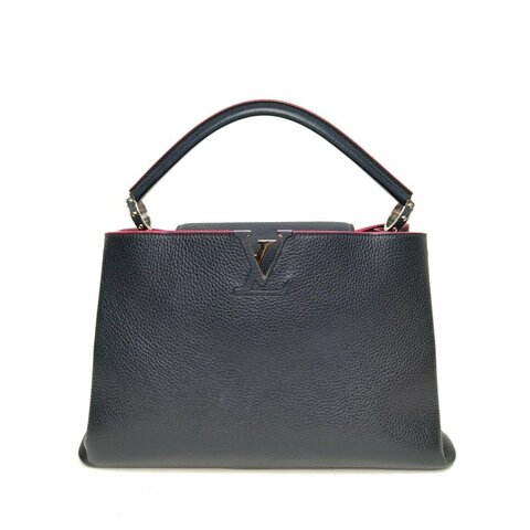 LOUIS VUITTON Capucines中號36黑色牛皮銀扣2015肩背包