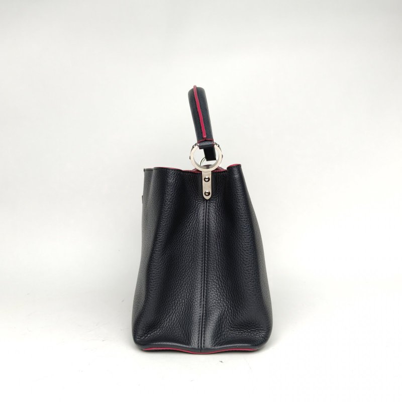 LOUIS VUITTON Capucines中號36黑色牛皮銀扣2015肩背包-2