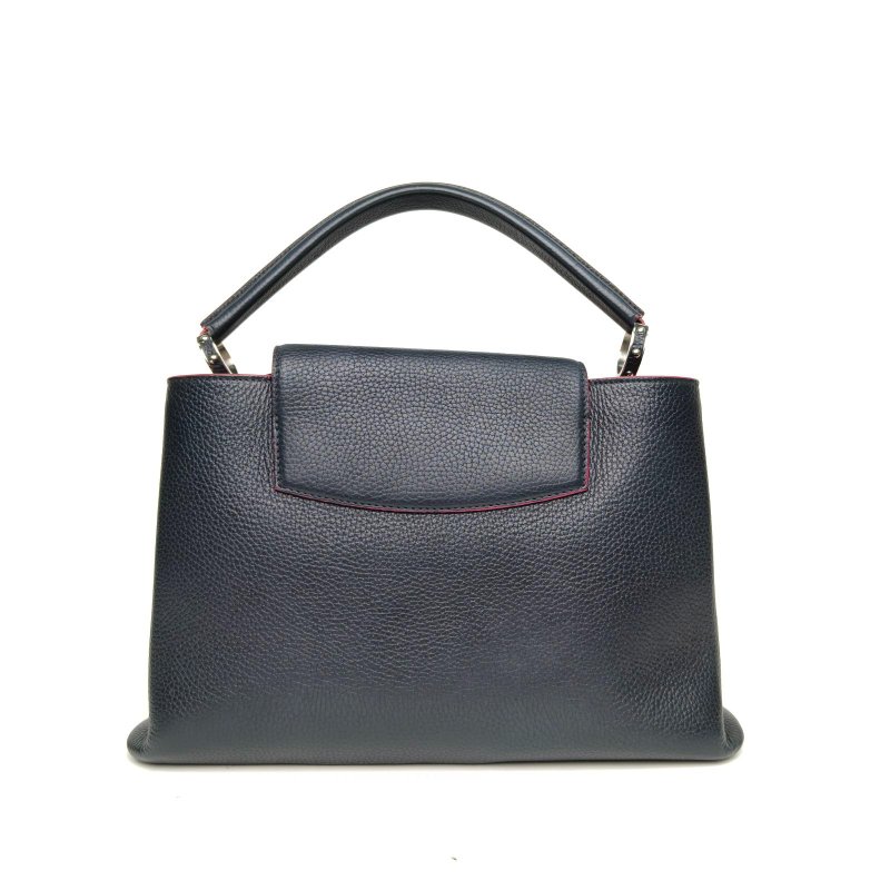 LOUIS VUITTON Capucines中號36黑色牛皮銀扣2015肩背包-3