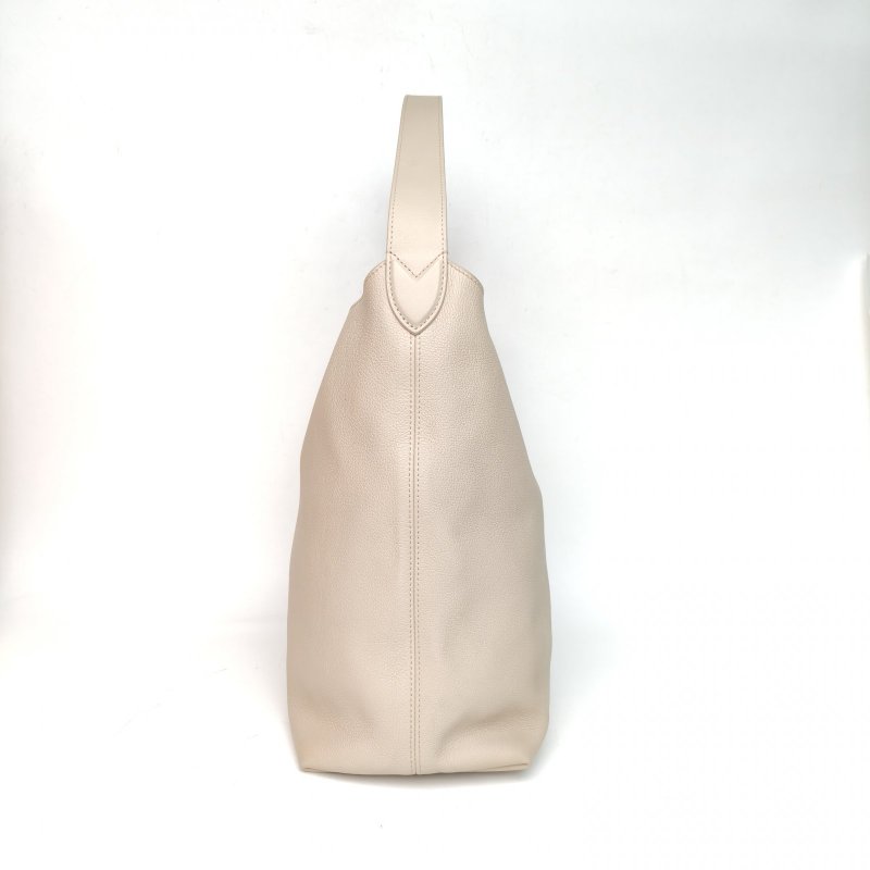 LOUIS VUITTON 米色牛皮晶片Lowkeyhobo中號側面鎖頭托特包肩背包-1