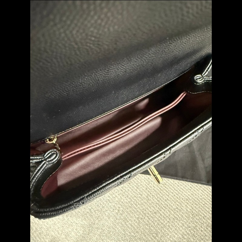 香奈兒coco handle 24黑色荔枝皮淡金鏈-3