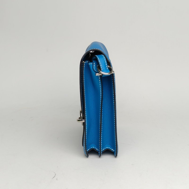 HERMES Roulis豬鼻子23坦桑尼亞藍EC皮A刻銀扣肩背包-3