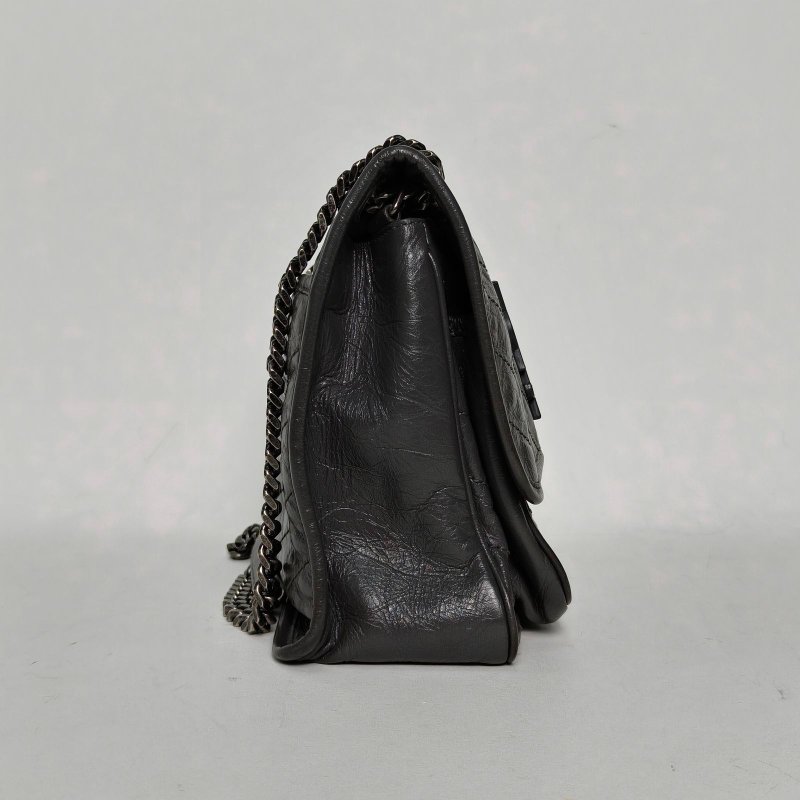 SAINT LAURENT Niki中號28D扣灰色牛皮灰扣肩背包-1