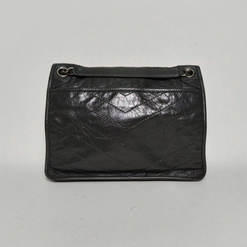 SAINT LAURENT Niki中號28D扣灰色牛皮灰扣肩背包-2
