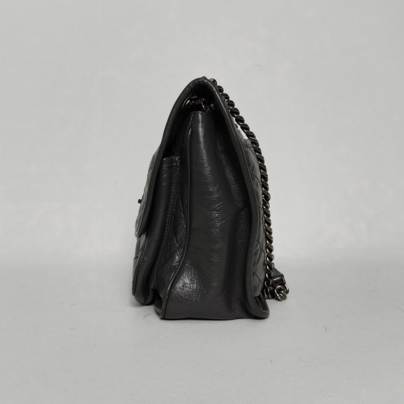 SAINT LAURENT Niki中號28D扣灰色牛皮灰扣肩背包-3