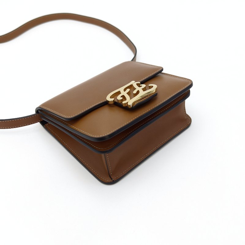 FENDI 棕色金扣mini肩背斜背豆腐包17*15*5 98新配件塵袋-3