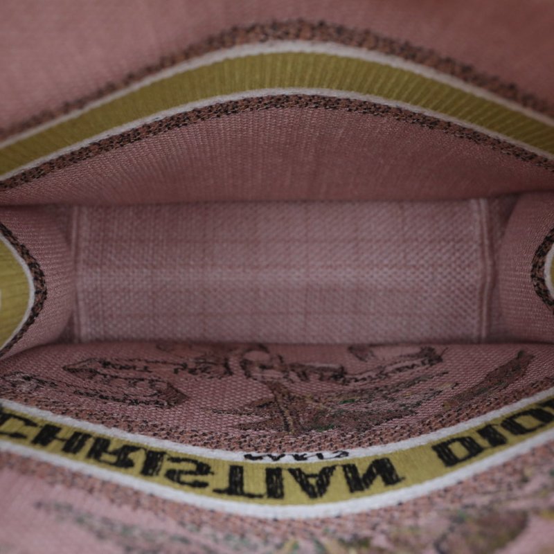 DIOR 粉色帆布無2020BookTote豎版花卉刺繡肩背包-2