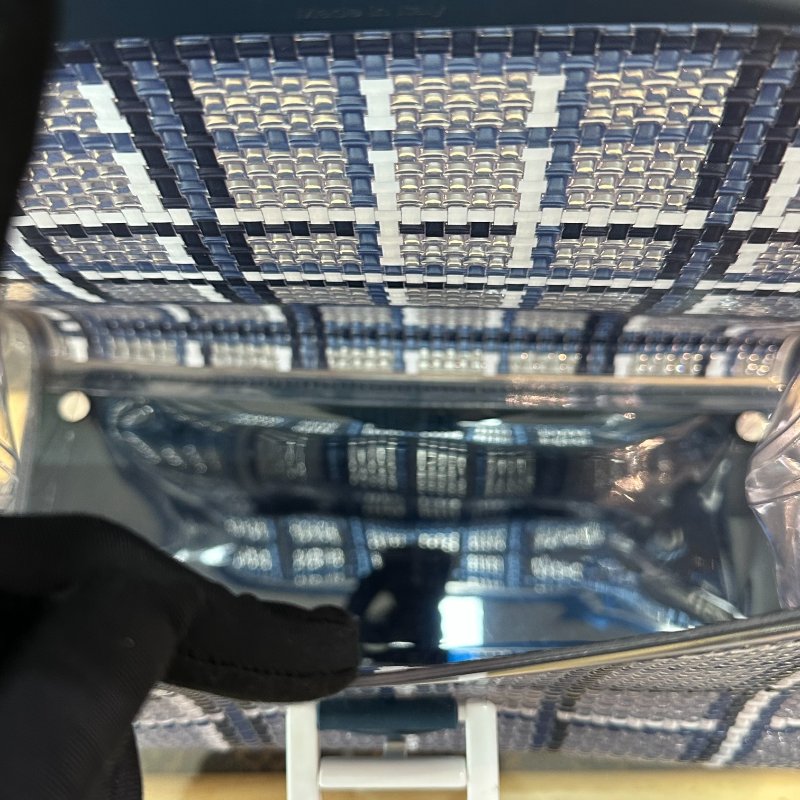 DELVAUX 限量藍格果凍透明手提肩背包28.5*22*14 98新配件塵袋-5