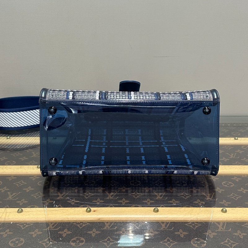 DELVAUX 限量藍格果凍透明手提肩背包28.5*22*14 98新配件塵袋-6