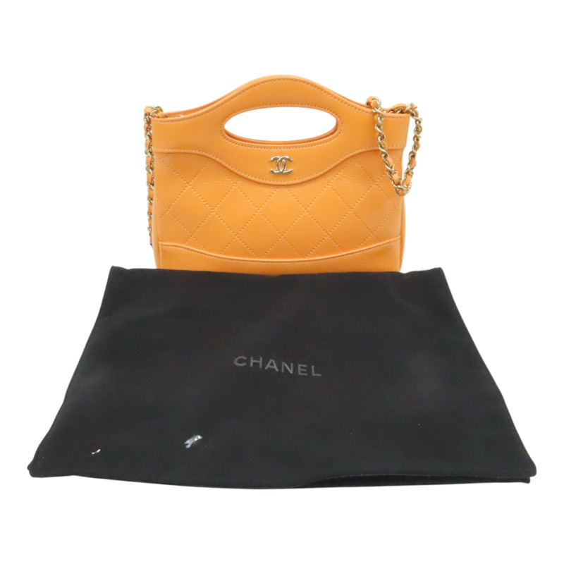 粉橘色 牛皮 31 Mini 鍊帶 肩背包 金扣【CHANEL 香奈兒】 AP3656-7