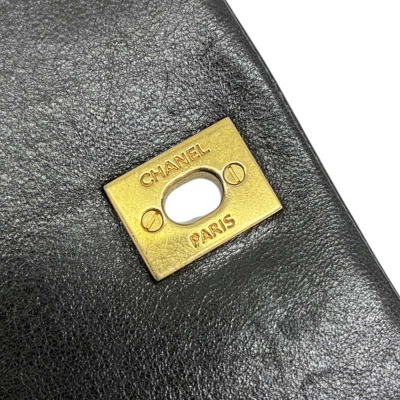 黑色 菱格紋 牛皮 Braided Saddle Flap 肩背包 無卡【CHANEL 香奈兒】-6
