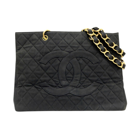 黑色 菱格紋 帆布 CC 肩背包【CHANEL 香奈兒】